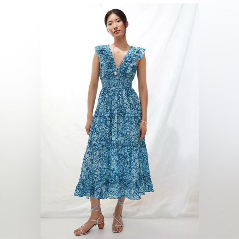 Azalea Blue Tiered Ruffle Maxi Dress